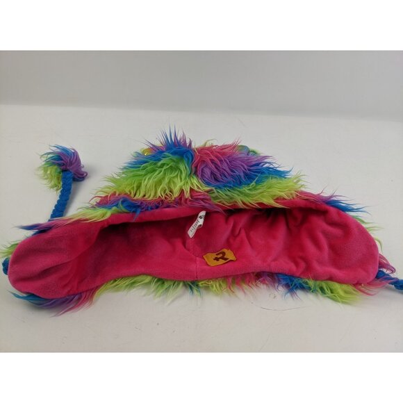 Rave + Roar Y2K Bunny Series EDM Rainbow Multicolor Pom Poms Fuzzy Hat Winter - Picture 6 of 14